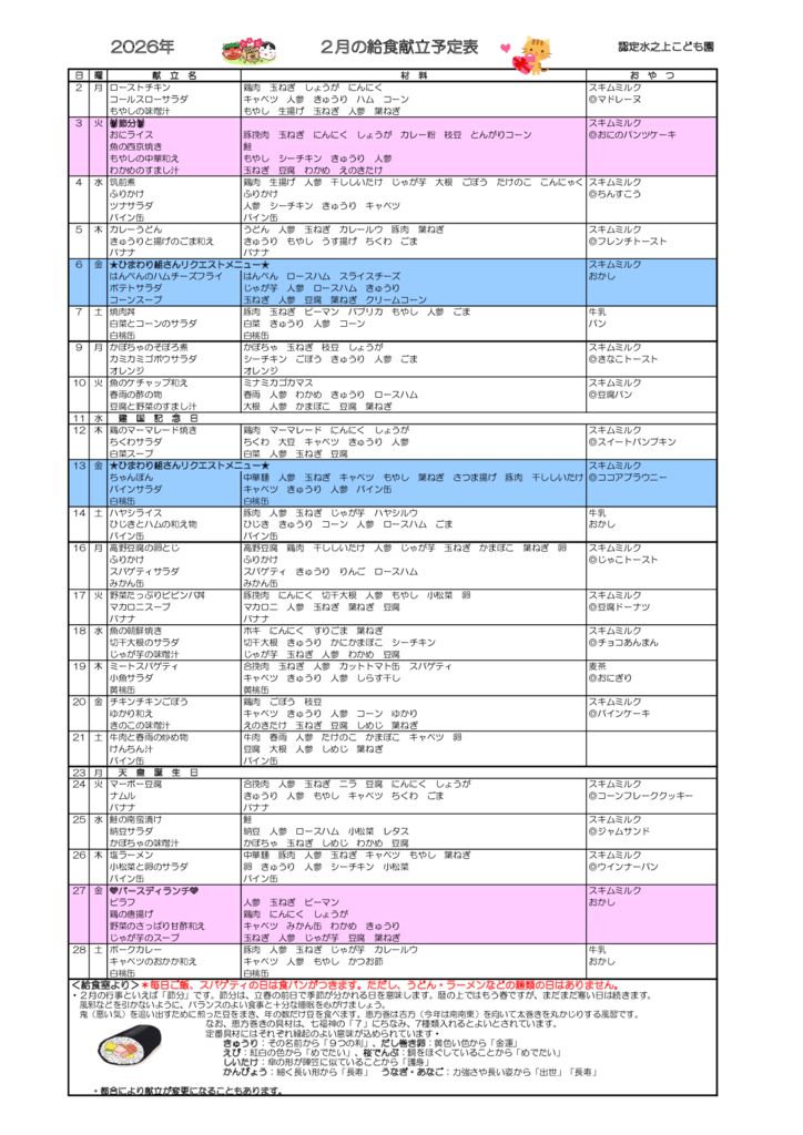 献立表2月のサムネイル