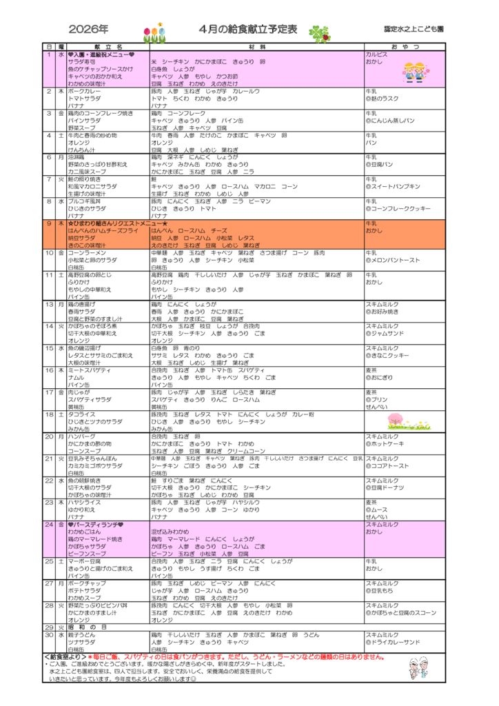 献立表4のサムネイル
